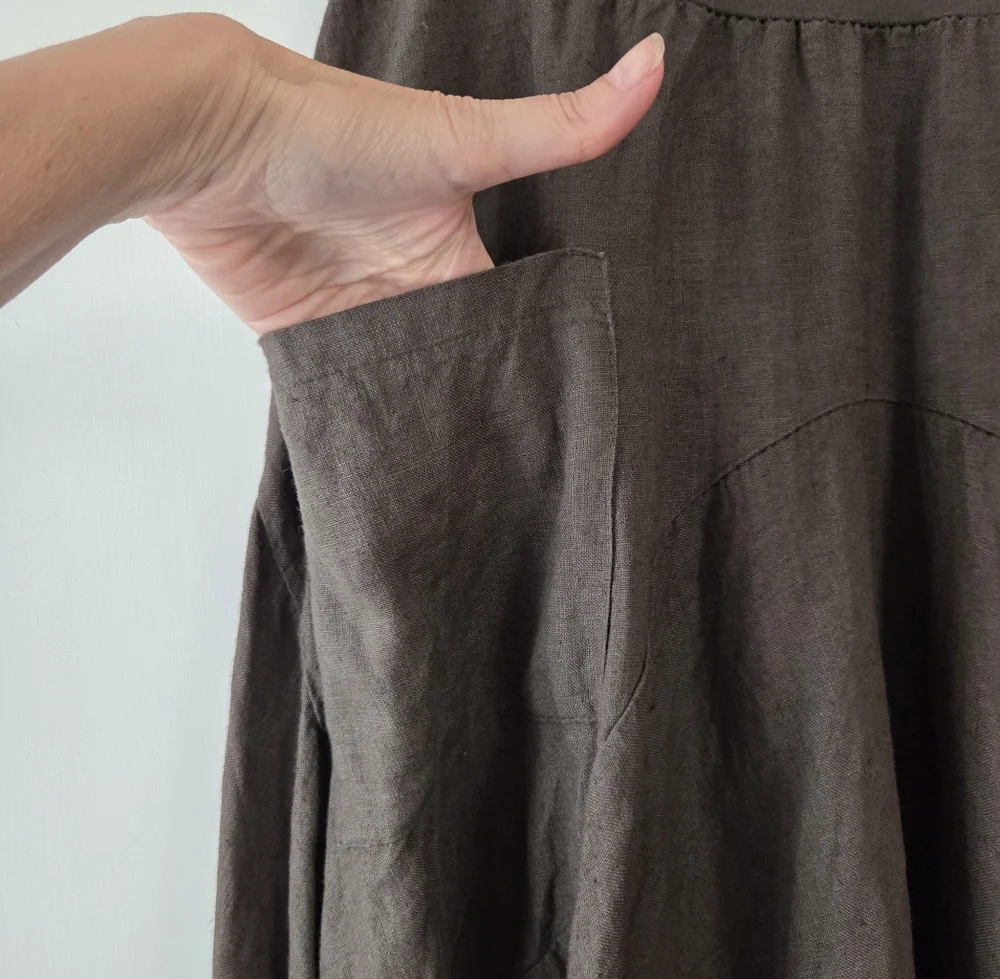 Inizio Brown Magic linen Skirt - Picture 2 of 8